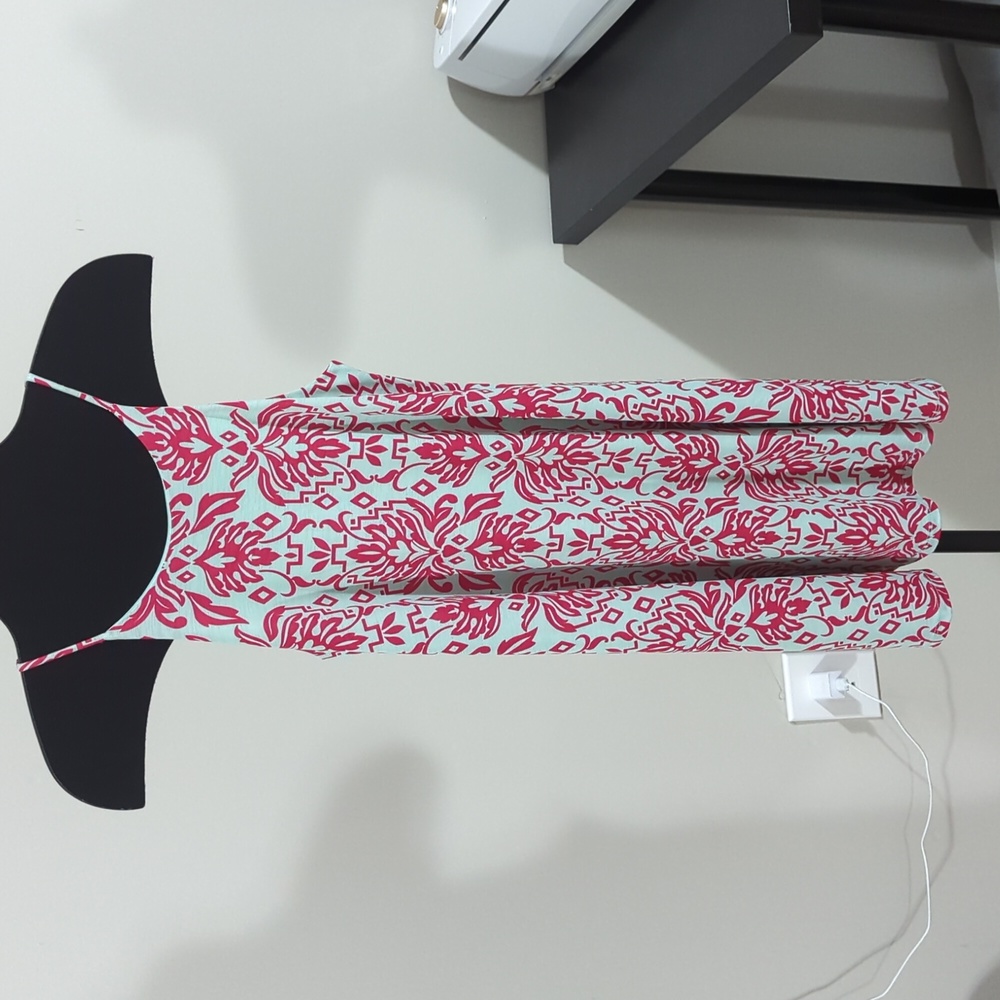 Blue and Pink Print Mini Dress